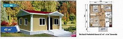 45m2 Prefabrik Ev 368,000 TL  Son zamanlarda ülkemizde sık sık yaşanan depremler insanların ilk önce can güvenliği demesine neden olmuştur. Sabit ve betonarme yapılar depreme ne kadar dayanıklı olsalarda illa ki hasar gören yapılardır. Bu noktada hayatın kolaylığı ve prefabrik evlerin avantajları tercih edilmiştir.   Fiyata Dahil Olan Hizmetler • Bina malzemesinin temini ve montajı. • Boya badana işleri. • Tüm iç ve dış kapıların takılması. • Pencerelerin plastik doğrama ile çift camlı olarak takılması. • Elektrik tesisatı ve armatürleri uygulaması fiyata dahildir.  Ücretsiz Kurulum ve Montaj  55 Yıl Garanti  Uygun Ödeme Seçenekleri  Telefonla Sipariş